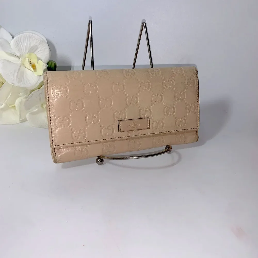 Authentic GUCCI Guccissima Long Clutch Wallet Beige - Picture 1 of 14